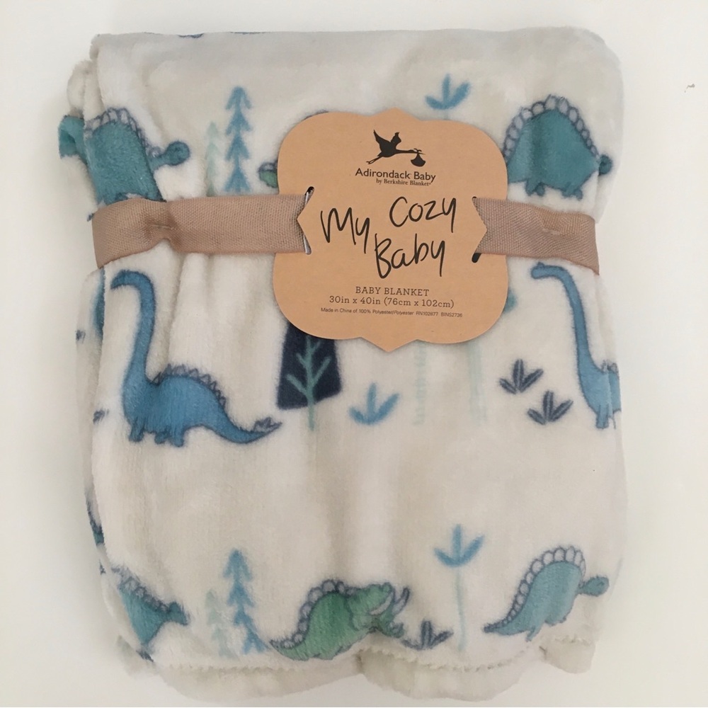 NEW My Cozy Baby Blanket Soft Lightweight Blue Dinosaurs Theme | Adirondack Baby